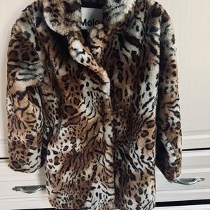 Girls Faux Fur Coat, Size:12 (152) , Color:leopard